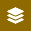 Attribute Composer-Symbol: weißer Ebenenstapel auf dunkelgoldenem Quadrat