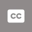 Captions-Symbol: weißes CC-Untertitelsymbol auf einem warmgrauen Quadrat
