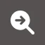 Find and Replace 아이콘: 진한 회색 사각형 위의 화살표가 있는 흰색 돋보기