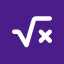 Formula Editor-Symbol: weißes Wurzel-aus-x-Symbol auf einem dunkelvioletten Quadrat