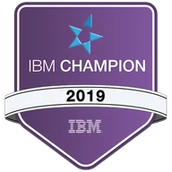 IBM Champion 2019 Odznaka IBM Champion 2019: fioletowy kwadrat z logo IBM i napisem IBM Champion 2019, przyznana w programie IBM Champion