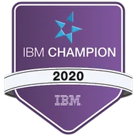IBM Champion 2020 Odznaka IBM Champion 2020: fioletowy kwadrat z logo IBM i napisem IBM Champion 2020, przyznana w programie IBM Champion