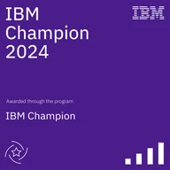 IBM Champion 2024 Odznaka IBM Champion 2024: fioletowy kwadrat z logo IBM i napisem IBM Champion 2024, przyznana w programie IBM Champion