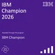 شارة IBM Champion 2026: مربع بنفسجي يحمل شعار IBM وعبارة IBM Champion 2026، تُمنح ضمن برنامج IBM Champion