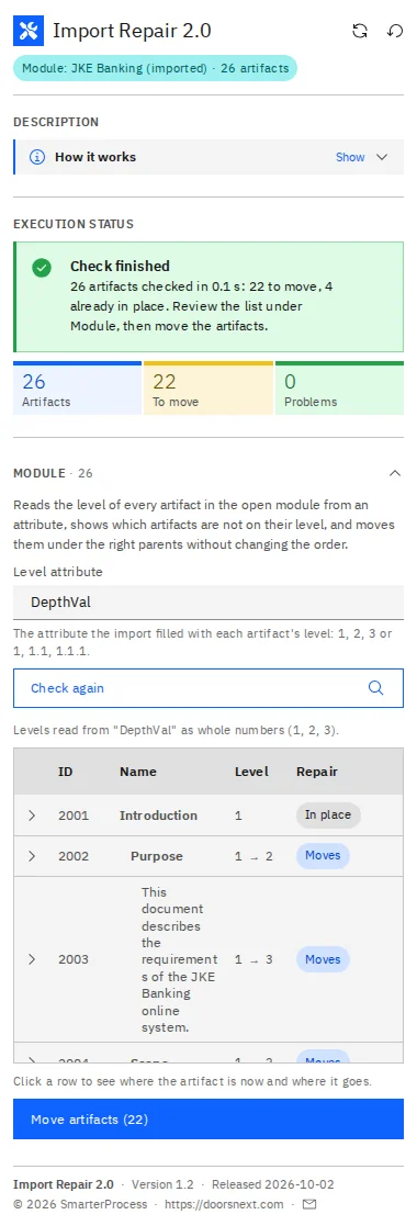 Import Repair 2.0 in IBM DOORS Next