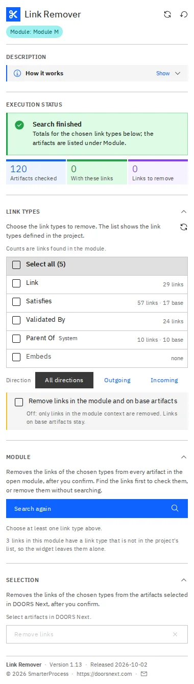 Link Remover in IBM DOORS Next
