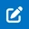 أيقونة Primary Text Manager: مربع وقلم باللون الأبيض على مربع أزرق