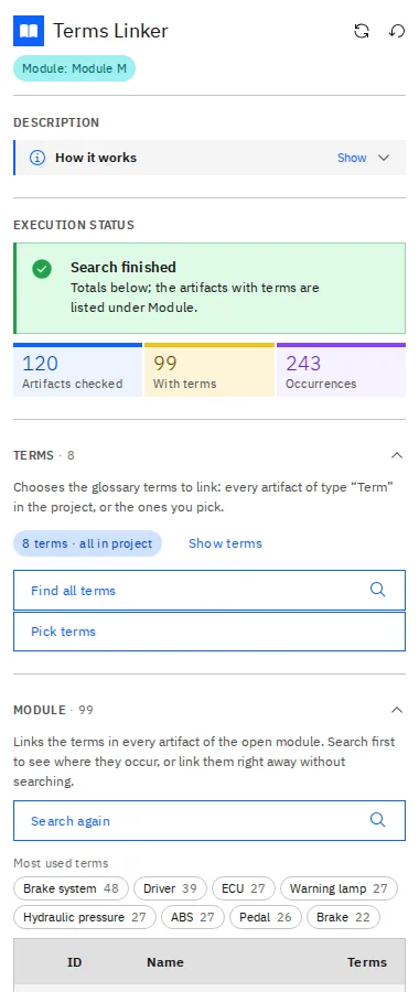 Terms Linker in IBM DOORS Next