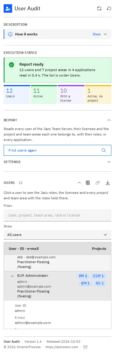 User Audit in IBM DOORS Next