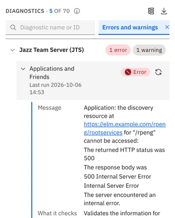 Only errors and warnings: an error opened with the server's message and what it checks