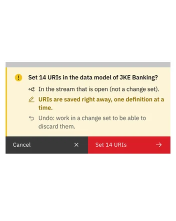 Confirmation before the URIs are saved in the data model