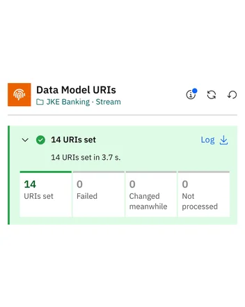 URIs set: the totals are updated and the change report is under Log