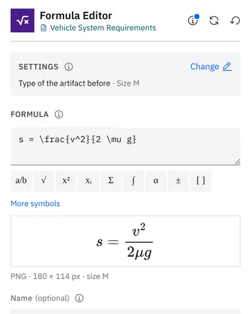Geben Sie die Formel in LaTeX oder über die Tasten ein; die Vorschau zeigt das Bild und seine Größe