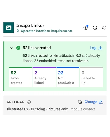 Links created: totals, and the change report ready to download